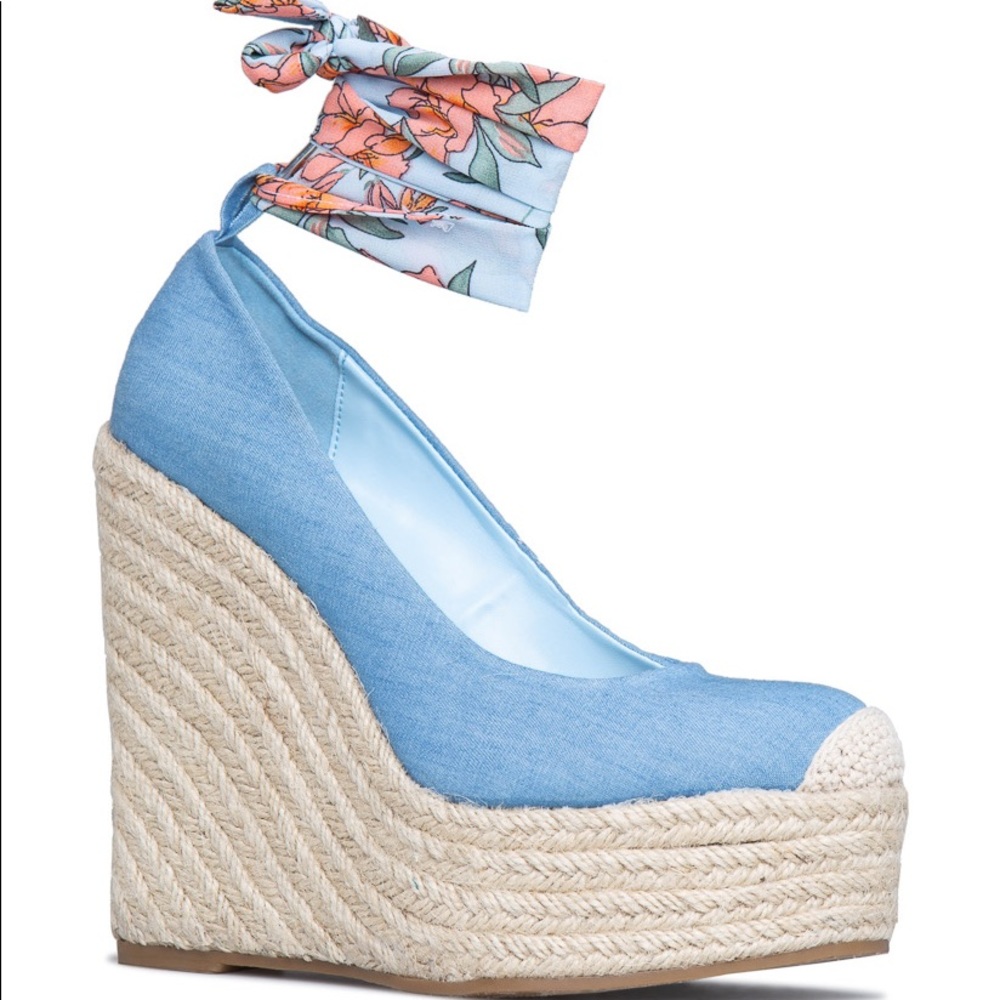 SHOEDAZZLE Keilani Platform Espadrille Wedge SZ 9.5